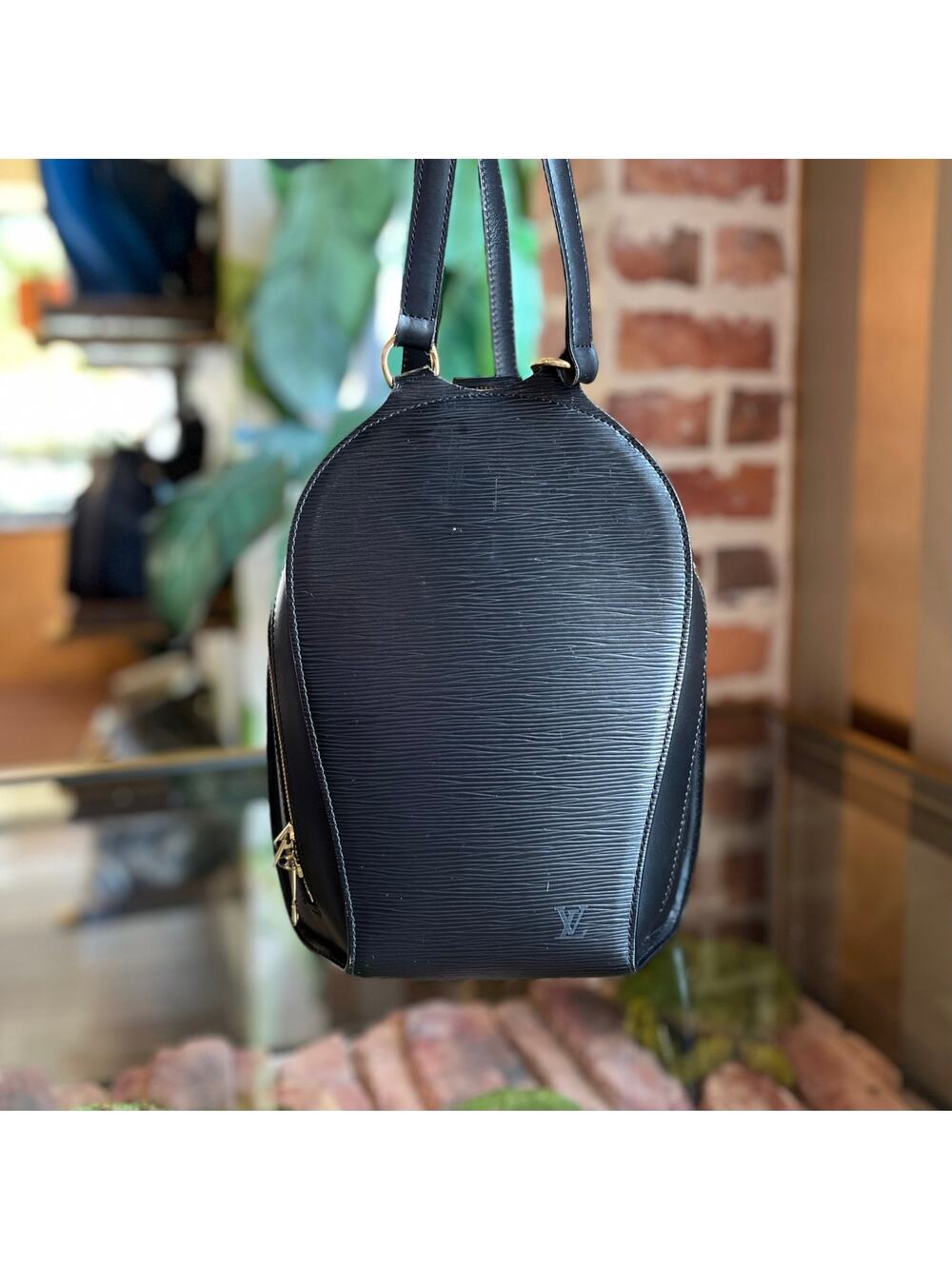 LOUIS VUITTON Mabillon Black Epi Leather Vintage Backpack